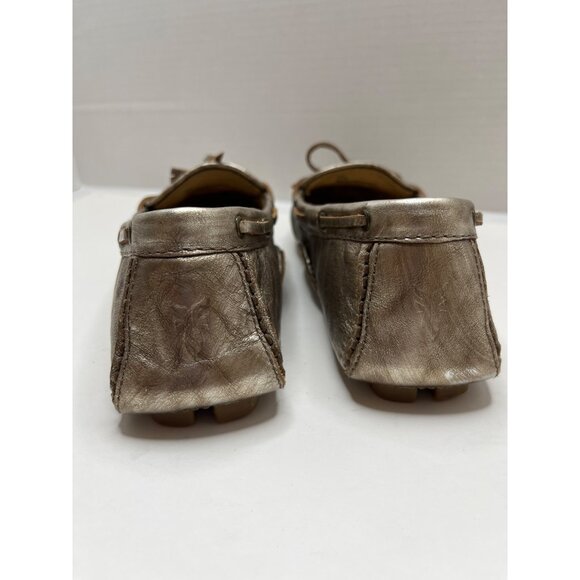 Frye Regan Campus Driver Gold Chrome Metallic Slip-on Leather Loafer Size 7.5 - Picture 5 of 10